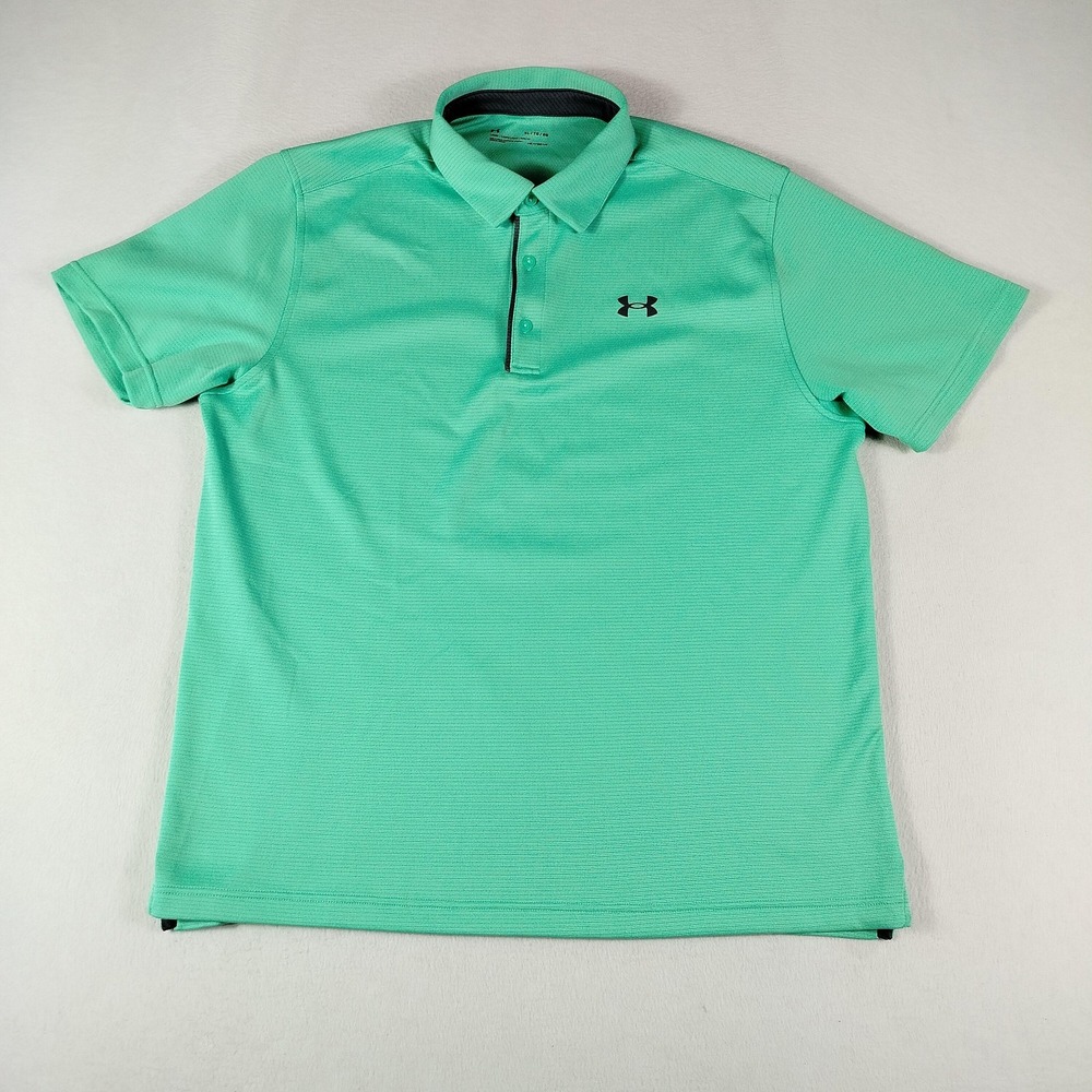 Under Armour Polo Shirt Mens XL Green HeatGear Loose Golf Athletic Performance